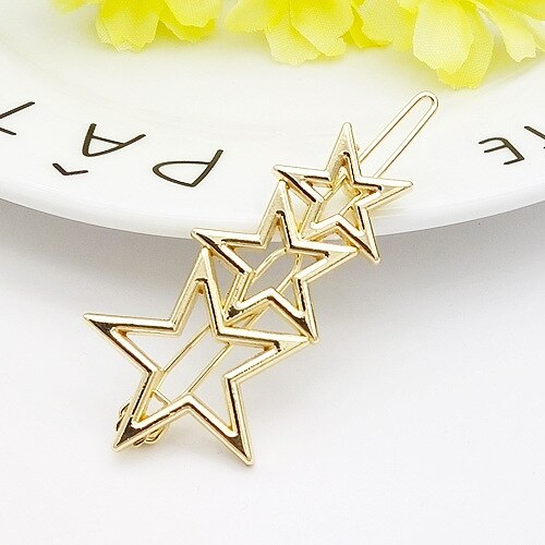 femmes cheveux accessoires Triangle pince à cheveux épingle métal géométrique alliage lune cercle Hairgrip Barrette filles support: 9
