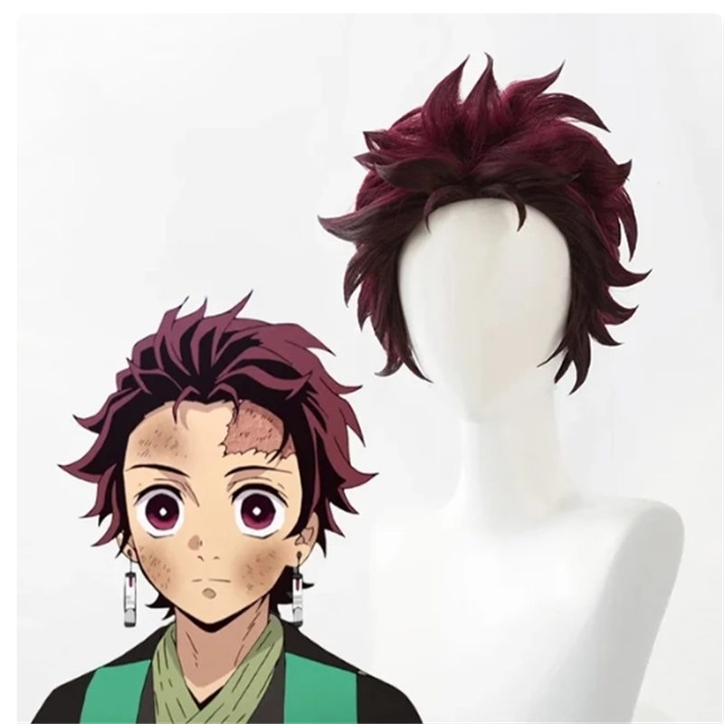 Cosplay Children's costume Anime Satan Killer Kimetsu No Yeyang Kamido Tanjiro Kimono costume Set Carnival Halloween Clothes: Custom size / black