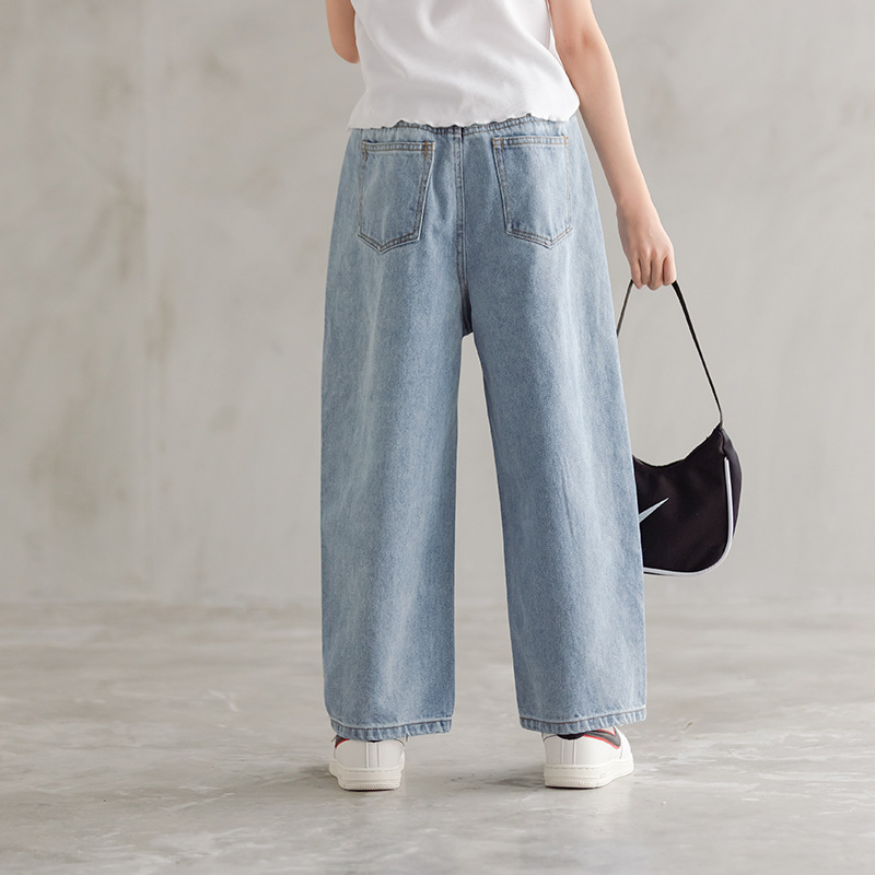 Pantalones vaqueros de pierna ancha para niñas, Jeans rectos de algodón, holgados, con corazones, ropa para Niñas Grandes