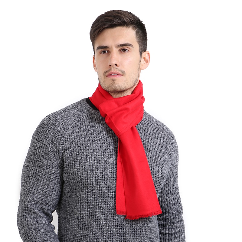 Autumn Winter Warm Soft Men's Scarf Simple Solid Cashmere Scarves Men Gray Black Red Neckcherif Scarf Wraps