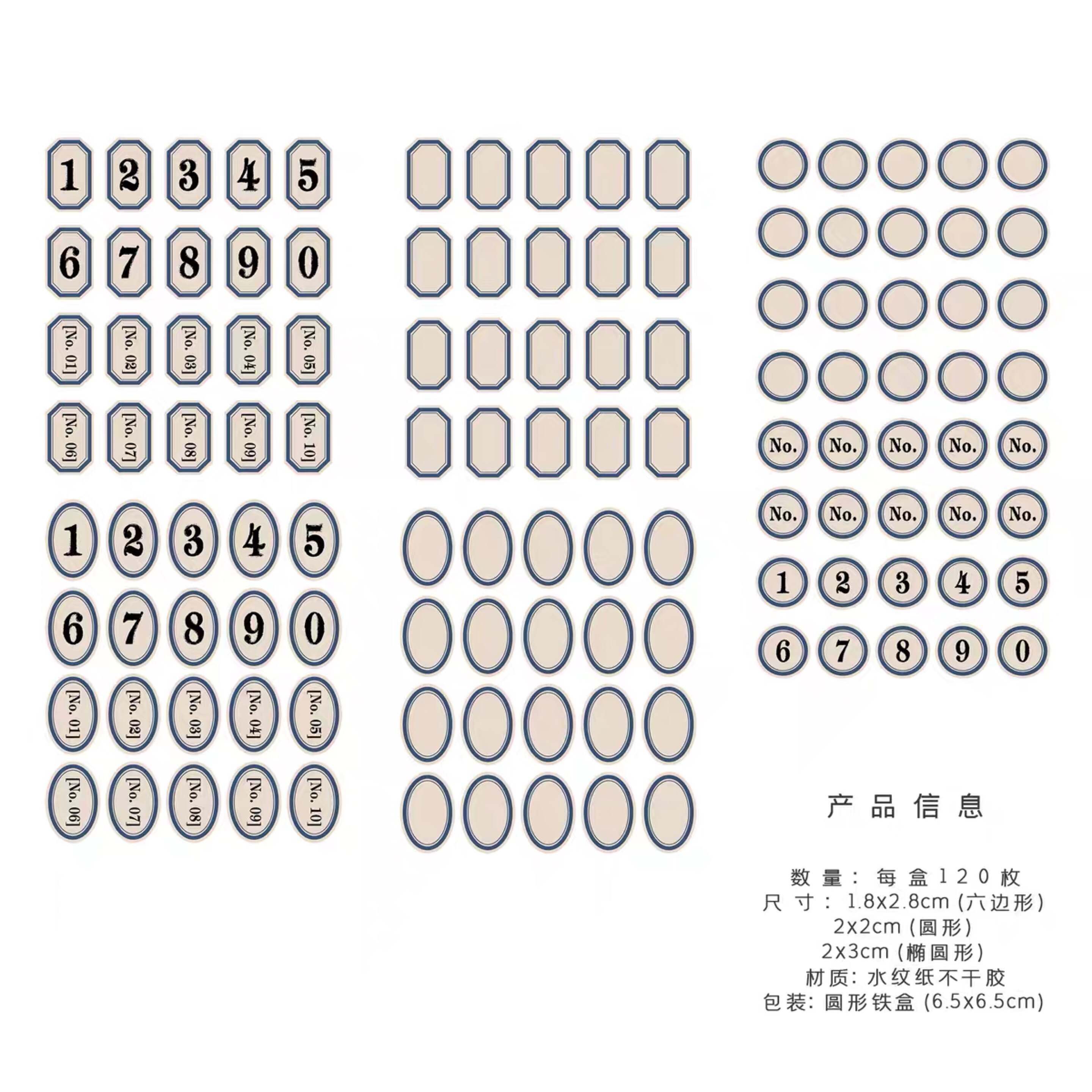 Retro Label Sticker Set Flake Sticker Pack DIY Craft Photo Albums Card Making Label Sticker: Vintage Blue