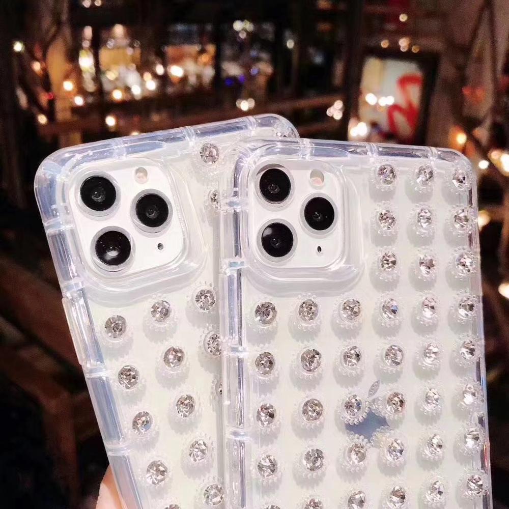 Luxury 3D Diamond Case for iPhone 13/12/11 ProMAX XR XS Transparent Soft Fundas for iPhone SE2 8 7 6 Plus Bling Rhinestone Cover