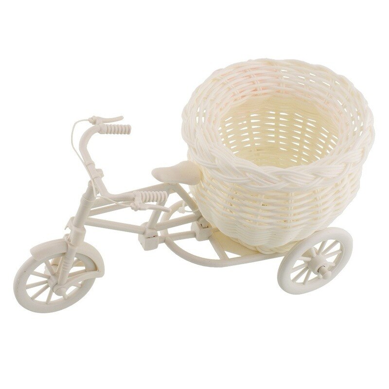 Plastic Wit Driewieler Fiets Bloem Mand Container Voor Thuis Weddding Decoratie