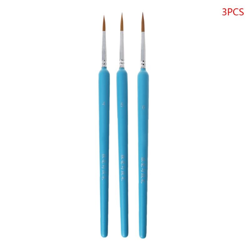 3/10Pcs Professionele Hand Geschilderd Haak Lijn Pen Fijne Tip Aquarel Olieverf: Light Blue-C