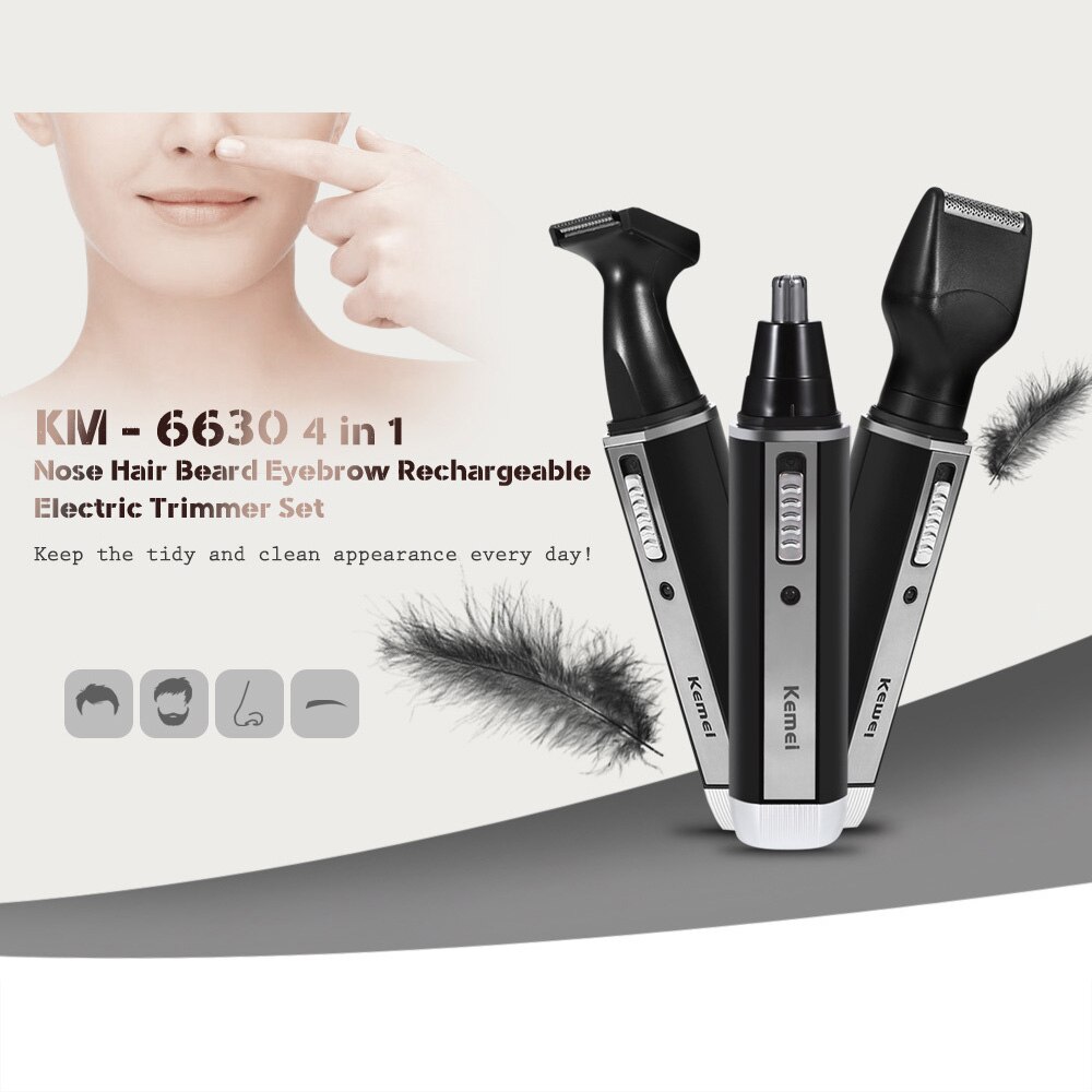 Kemei 6630 KM 6630 4 in 1 Nose Hair Beard Eyebrow Rechargeable Electric Trimmer Electric Nose Trimmer Ear Shaver Hair Cliper