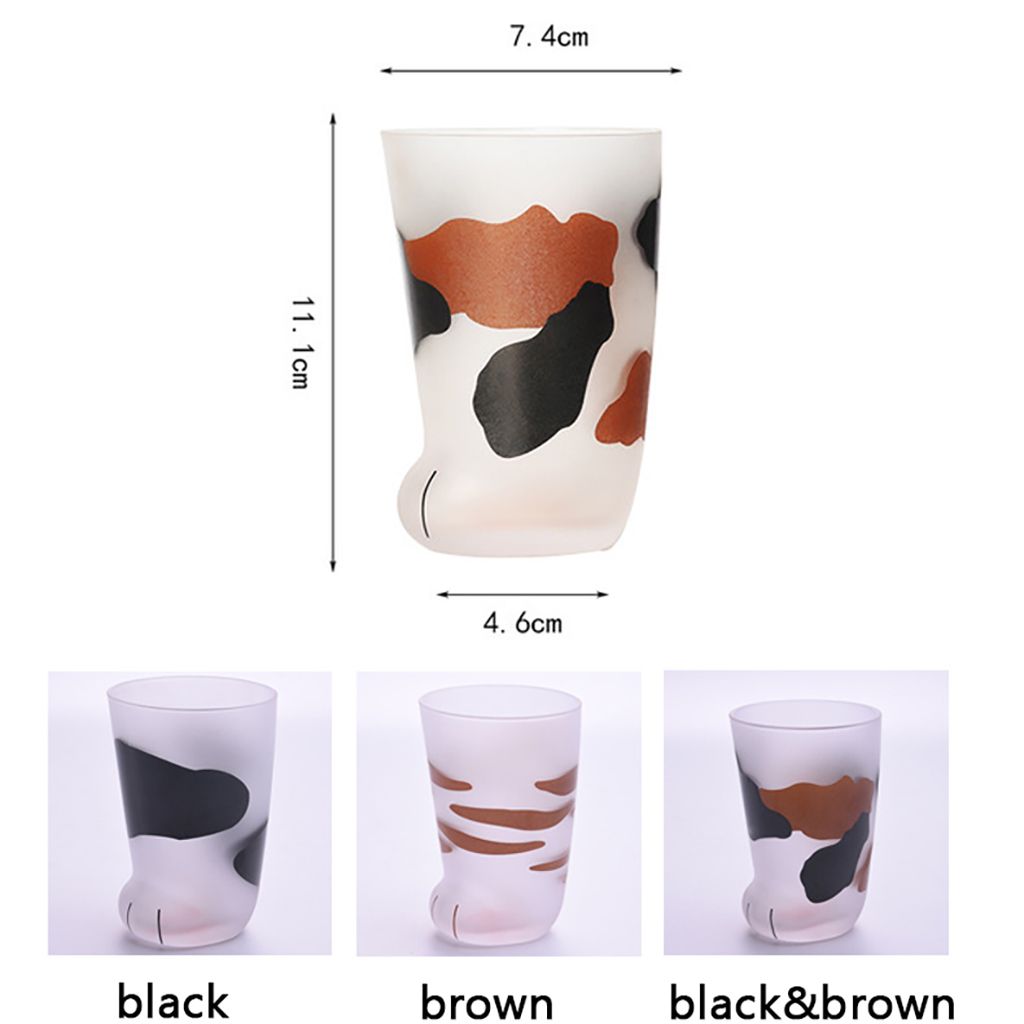 1Pc 300 ML Funny Cute Cat Paw Glass Cup Personality Frosted Cat Claw Shape Coffee Cup For Home,Office,Bar