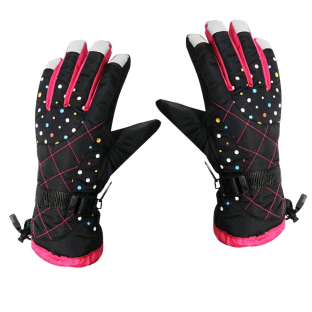 2022 Women Gloves Girls Winter Ski Gloves Snowboard Snowmobile Motorcycle Windproof Warm Full Finger Skiing Gloves: black gloves