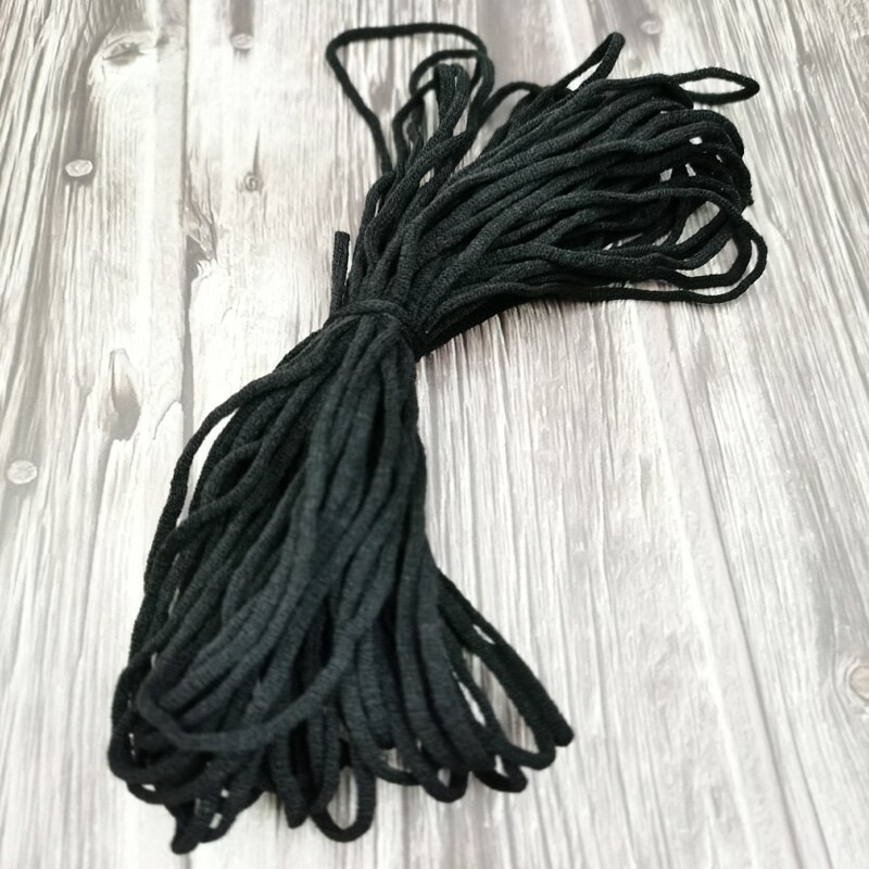 Banda elástica de colores para Costura de mascarillas, cordón elástico de Goma de 3mm, accesorios para manualidades: black / 50m