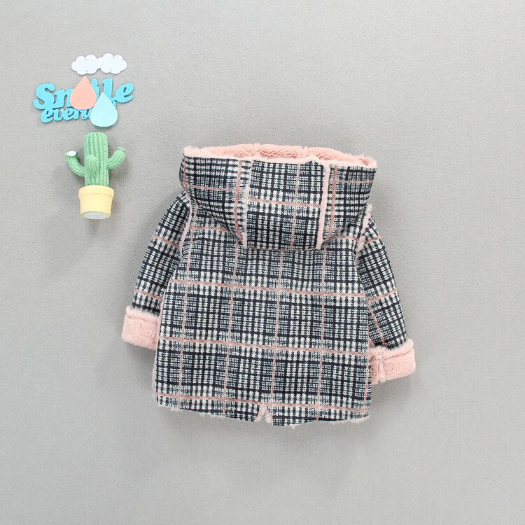 Lente winter bovenkleding dames baby geruite wol plus fluwelen warme jas kinderbontjas babymeisjesjas roosterkleding