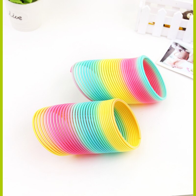 Magic Plastic Smile Rainbow Spring Colorful Circle Coil Elastic Ring Funny Toys For Early Development Educational