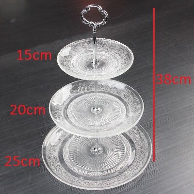 2 or 3 Layer Glass Cake Stand Modern Candy Snack Fruit Plate Afternoon Tea Dessert Display Rack Shelf Home Decor mx11161730: Silver-A