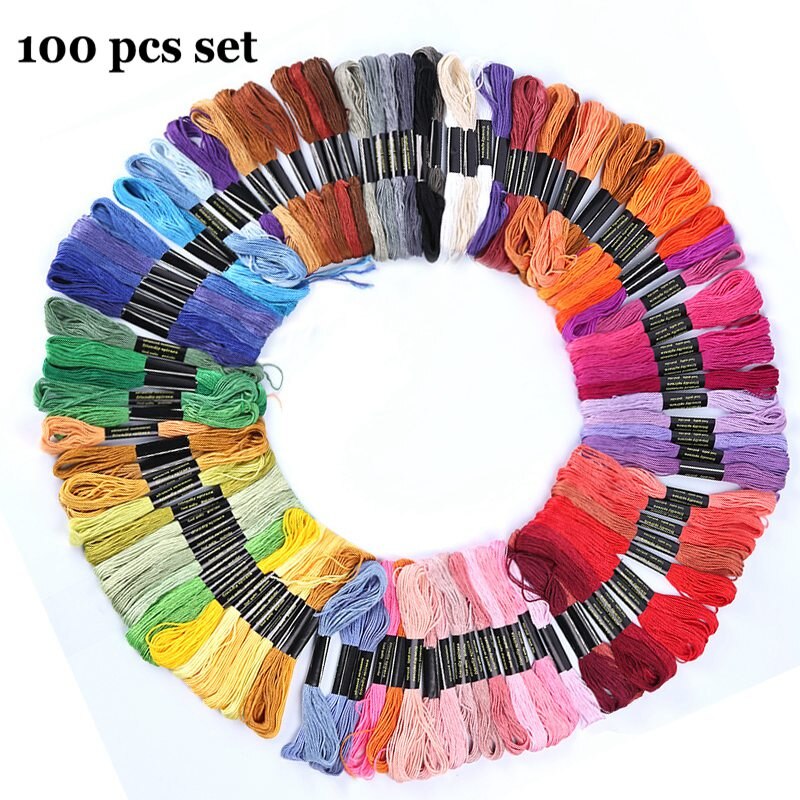 Zestaw nici robić haftowania nici bawełniane nici nici dziewiarskie nici szydełkowe nici akcesoria robić haftu przyrządy robić szycia: 100 szt zestaw