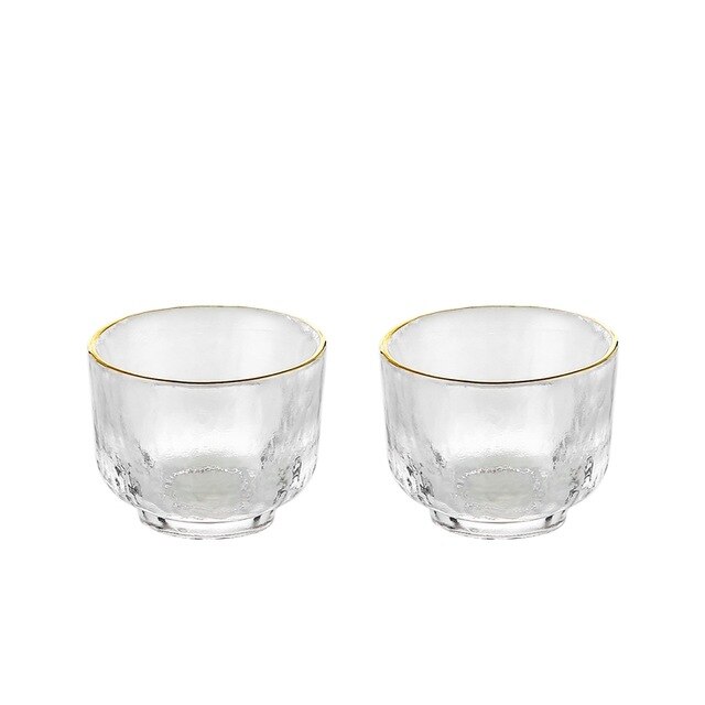 Japansk sake sæt hammermønster glas guldkantet kop vin varmere koreansk soju kop tequila pot whisky kop indenlandske vin sæt: Forgyldt 2 kop
