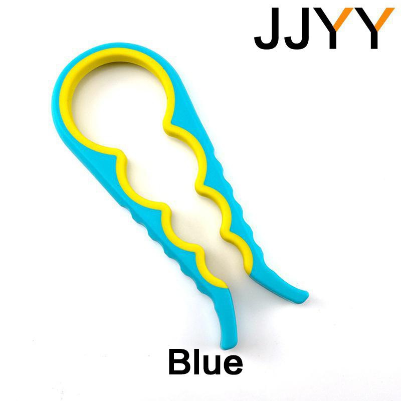 Abrelatas multifuncional para cocina casera JJYY, abridor de botellas giratorio antideslizante, herramienta de apertura de tapa, suministros de cocina: Azul