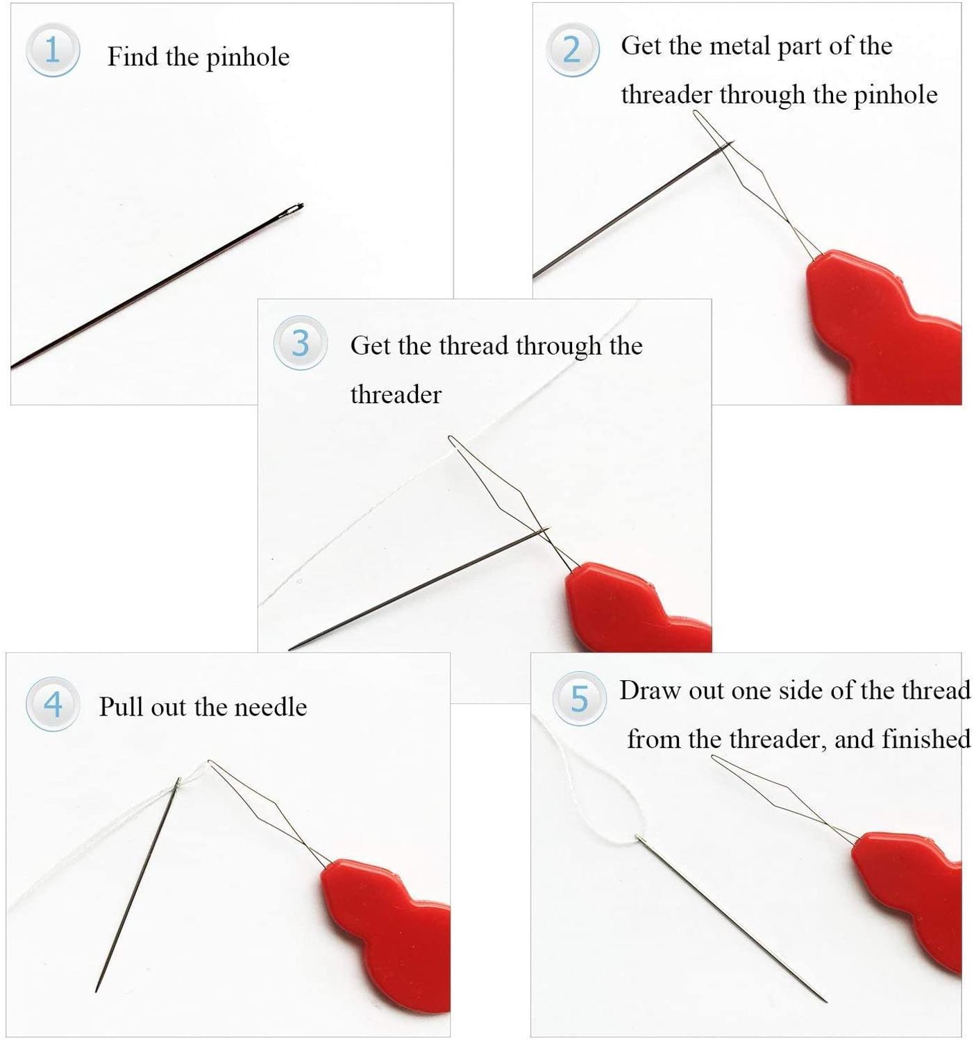 5 stks Plastic Handvat Craft Draad Cutter Tornmesje Stitch Ripper Naald Threader Tool AA7403