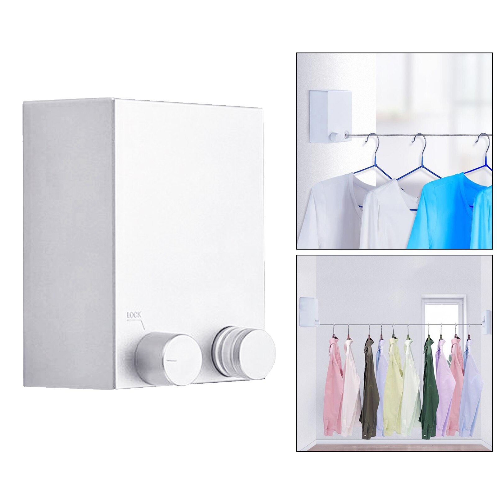 Retractable Clothesline Clothes Drying Rack for Bathroom Laundry Room: Silver