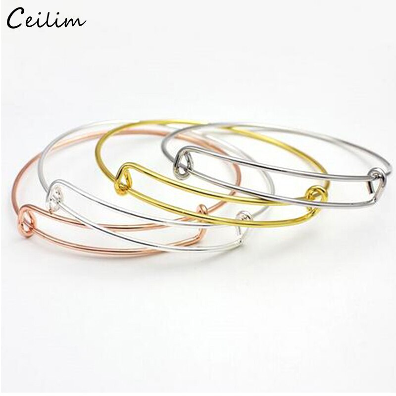 Lot 10pcs Cheap Expandable Wire Bracelets Bangles for Women Kids 50/58/65mm DIY Jewelry Making Chic