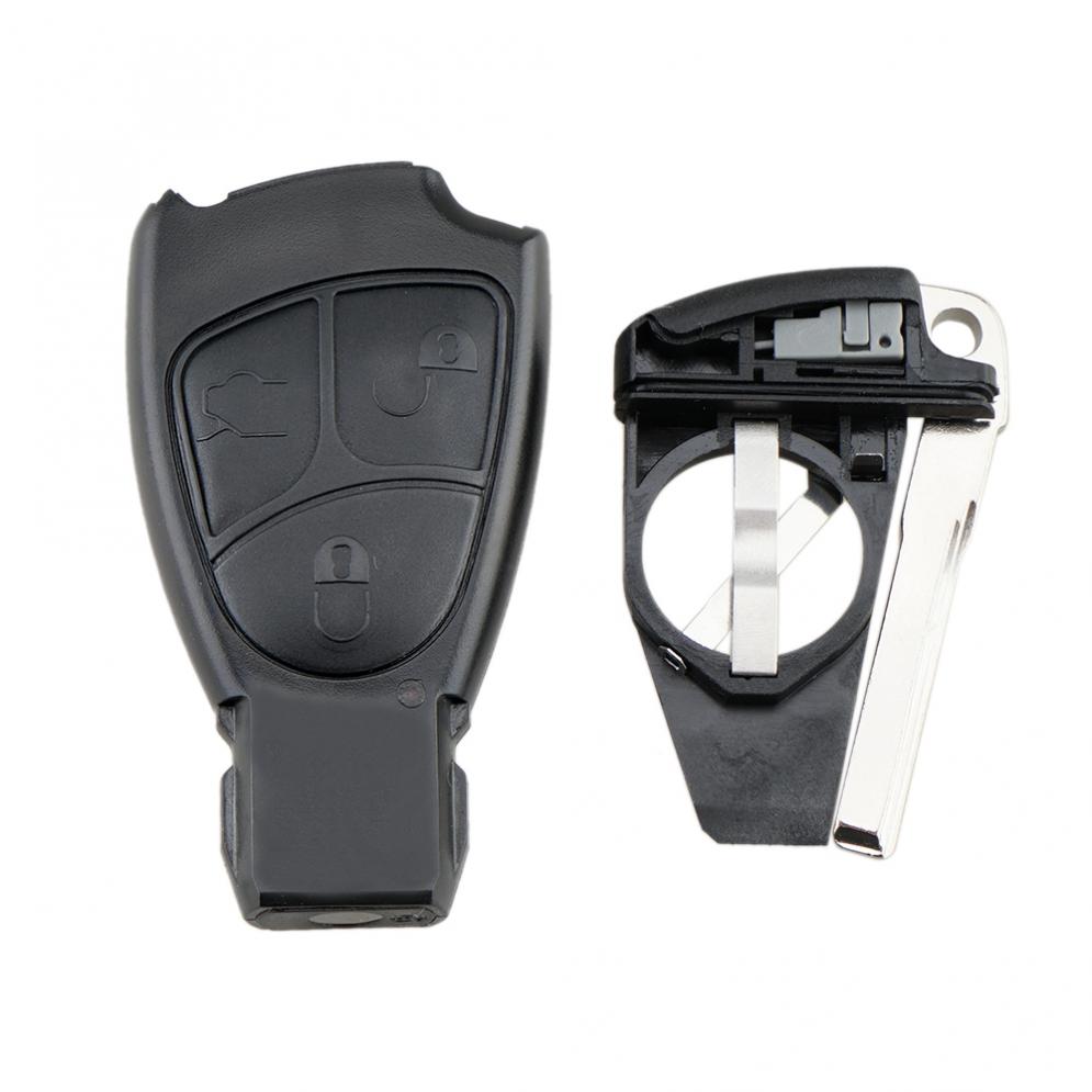 Car Key Fob Case Shell Replacement Smart Insert Key Remote Cover with Balde and Battery Holder for Mercedes-BenzC M B E SL CL