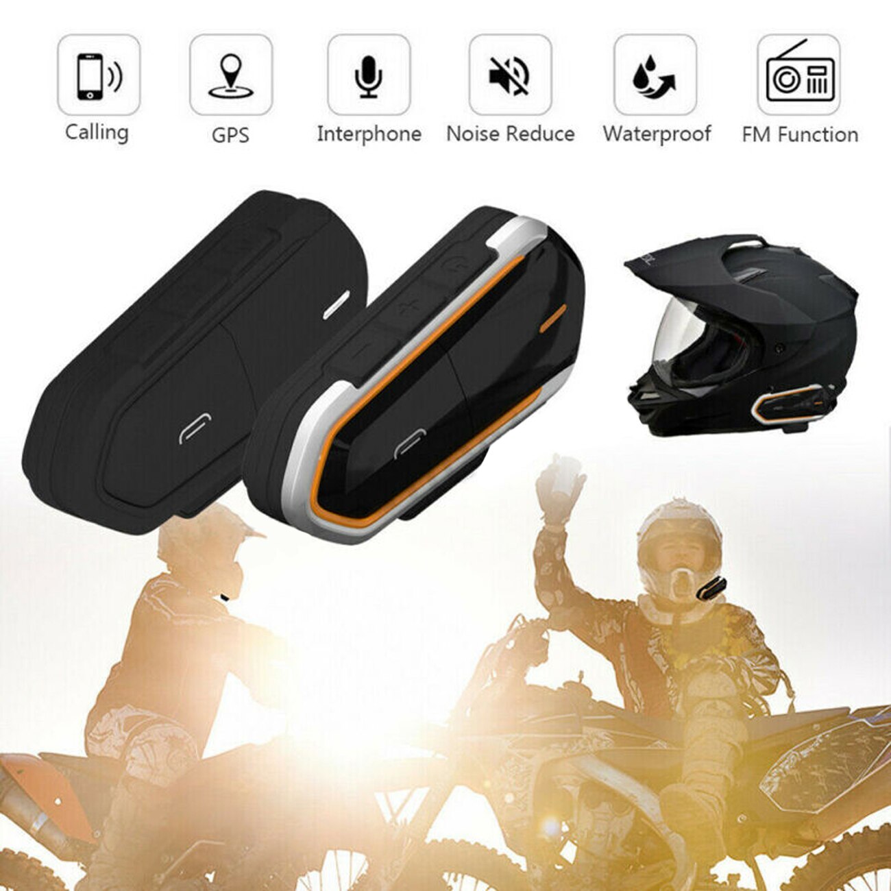 Motorcycle Intercom Helmet Bluetooth Headset BT Communicator Headphone Wireless Moto earpiece Transmitter Communication System