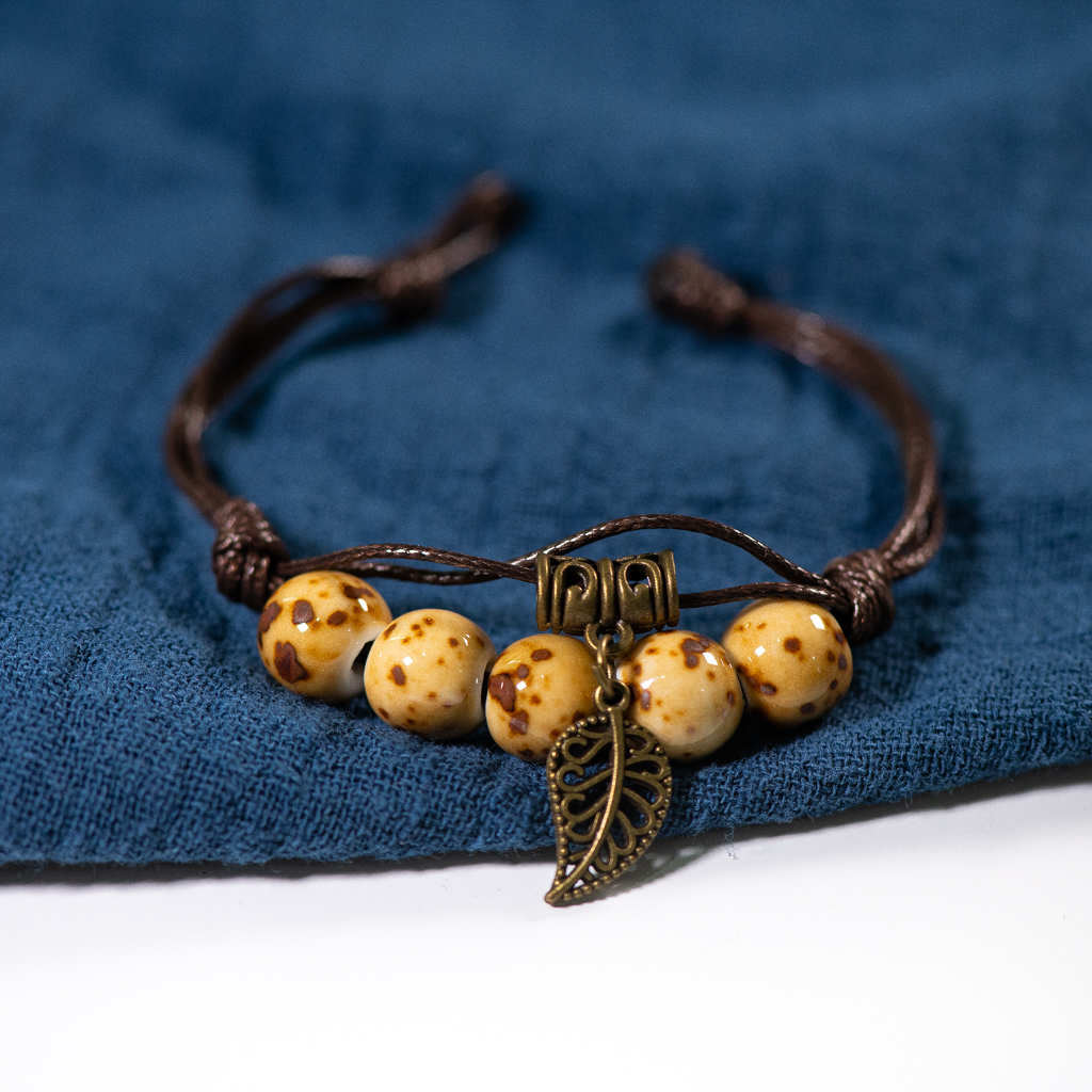 Pulsera de Cerámica con Cuentas - Cuentas Redondas - Estilo Vintage - Joyería para Mujer: Violeta cobalto