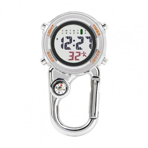 Digital Carabiner Watch Anti-oxidation Shock Resistance Anti-scratch Backpack Belt Pocket Clip on Watch for Outdoor: Orange