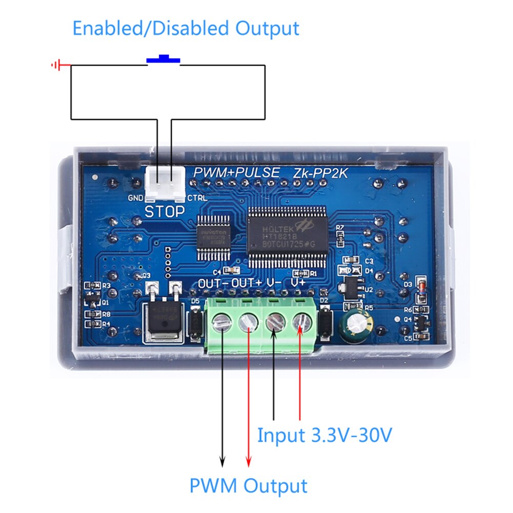 Fréquence réglable d'affichage à cristaux liquides d'impulsion de PWM de Cycle d'utilisation du générateur 1Hz-150Khz portatif rectangulaire de Signal du Module 8A de conducteur
