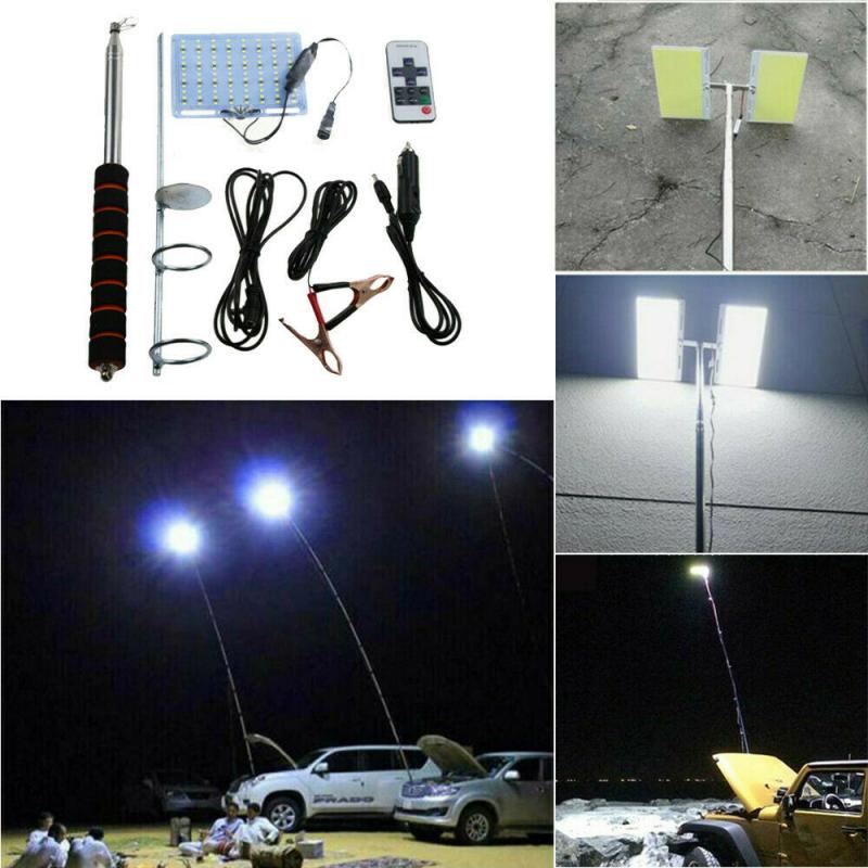 48W Teleskop Kolben Stange LED Scheinwerfer Angeln draussen BBQ Camping Laterne Licht Lampe Wandern Mit RF Fernbedienung: Ursprünglich Titel