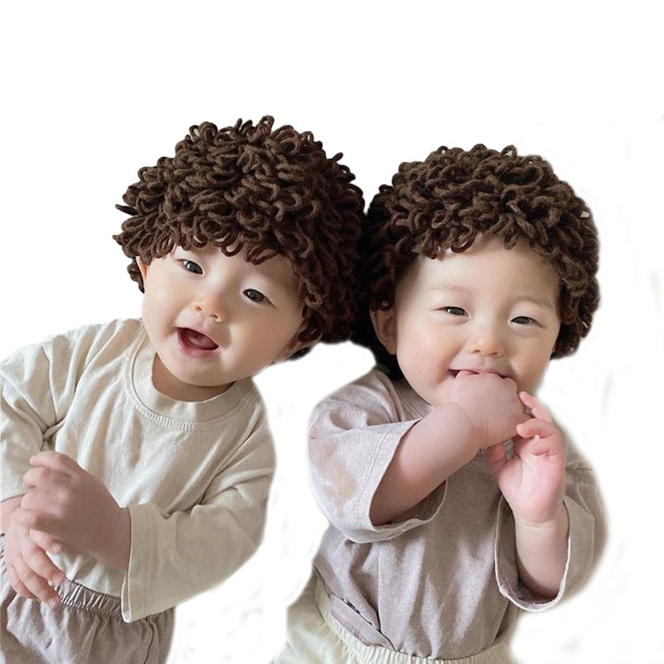 Baby foto Perücke Neue freundlicher foto perücke Explosion perücke Nette kurze lockige Fan kopf Baby mädchen Winter Hütte für freundlicher