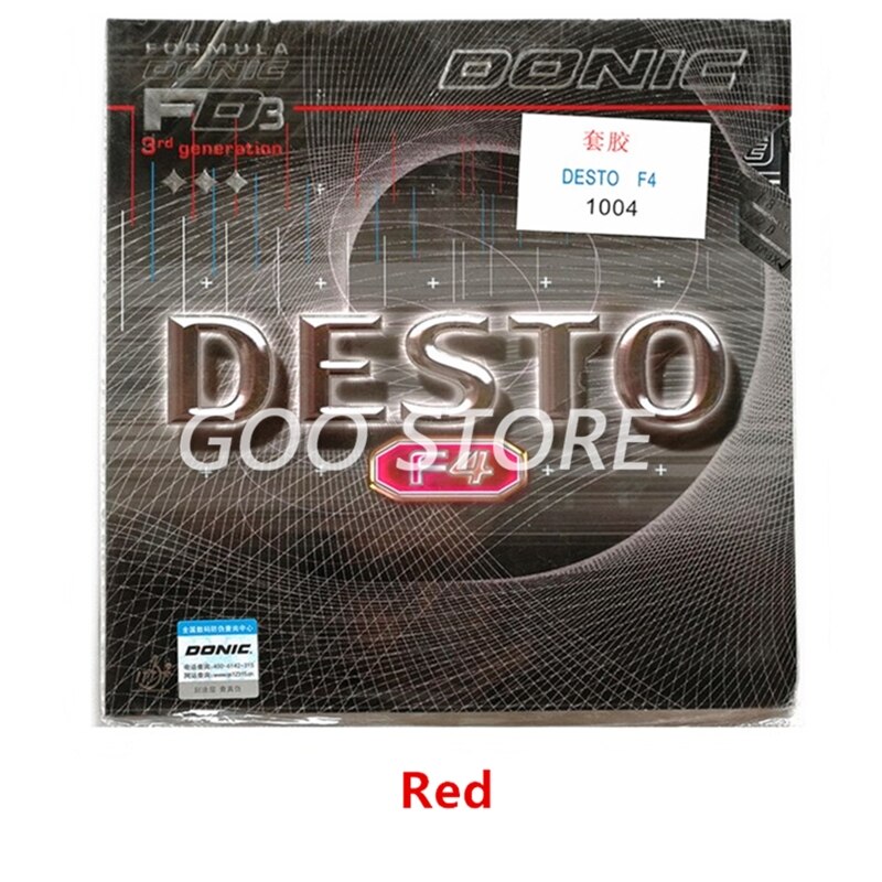 DONIC F4 DESTO Table Tennis Rubber Original Quick Attack Pimples in Ping Pong Sponge Tenis De Mesa: Red