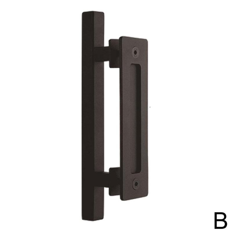 Black Steel Sliding Barn Door Handle Pull Cabinet Flush Hardware Set Indoor Interior Door Handle Flush Pull Set: Square