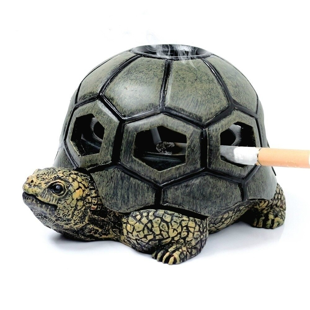1 stk tegneserie skildpadde dyr askebæger skildpadde snegl askebæger håndværk dekoration rustfrit stål askebæger vindtæt: Skildpadde