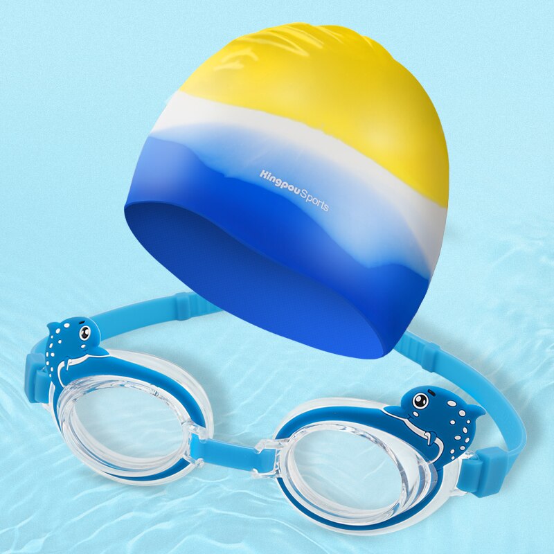 Svømmebriller dragt børn svømning cap sæt silikone ørepropp vandtæt svømning bad hat hat cap næse skinne jakkesæt pool tilbehør