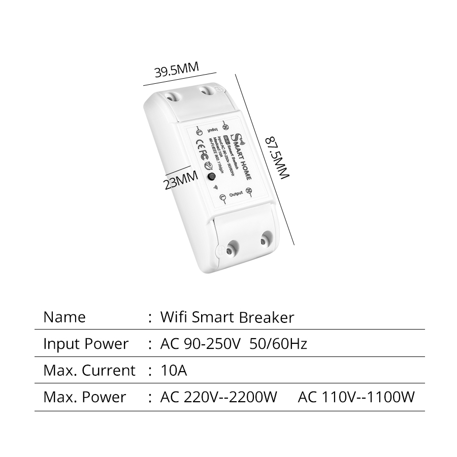 Tuya-interruptor WiFi inteligente, Mini interruptor inteligente de 10A, aplicación Smart Life, Control remoto inalámbrico por voz con Alexa y Google Home