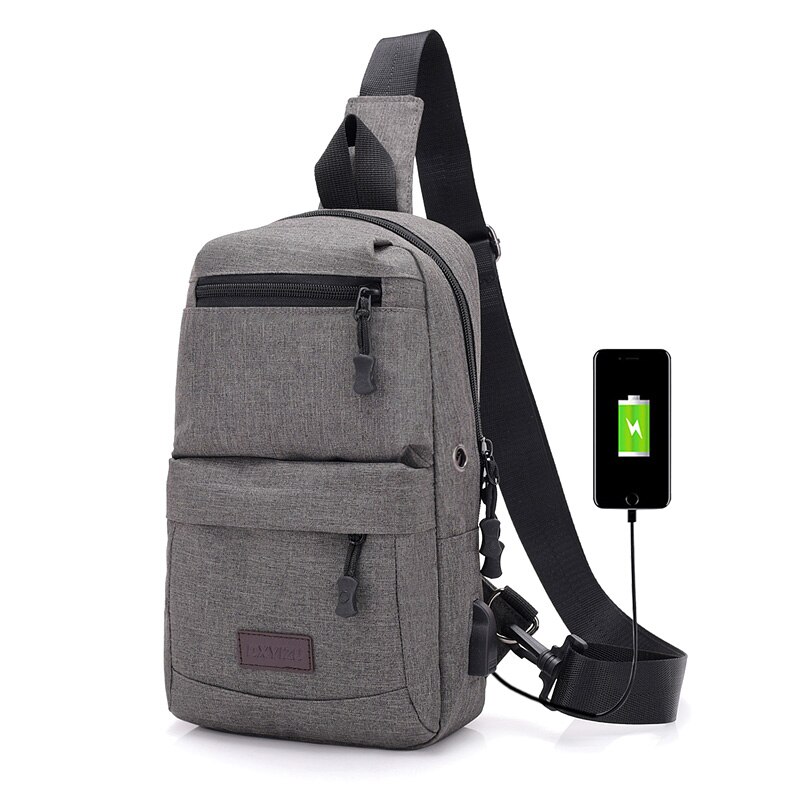 Anti-diefstal USB Opladen Tas Unisex Waterdichte Reizen Borst Bag Mannen Vrouwen Zakelijke Laptop Tiener Tassen: Black