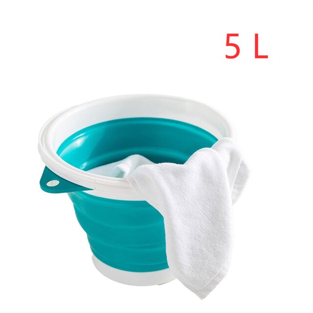 3L/5L/10L Collapsible Bucket Portable Folding Bucket with Handle Car Washing Bucket Children Outdoor Fishing Travel Home Storage: 5L-blue
