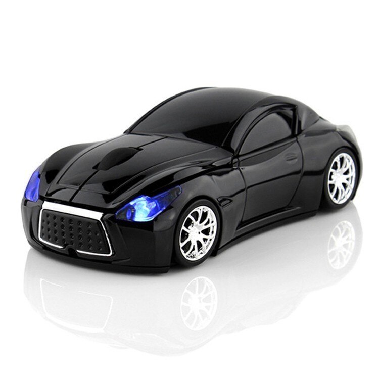 Chyi auto-vormige draadloze muis, usb optische computer mini-muis, 3d pc 1600 dpi muis met led-lampje voor kindernotebook en laptop: Zwart