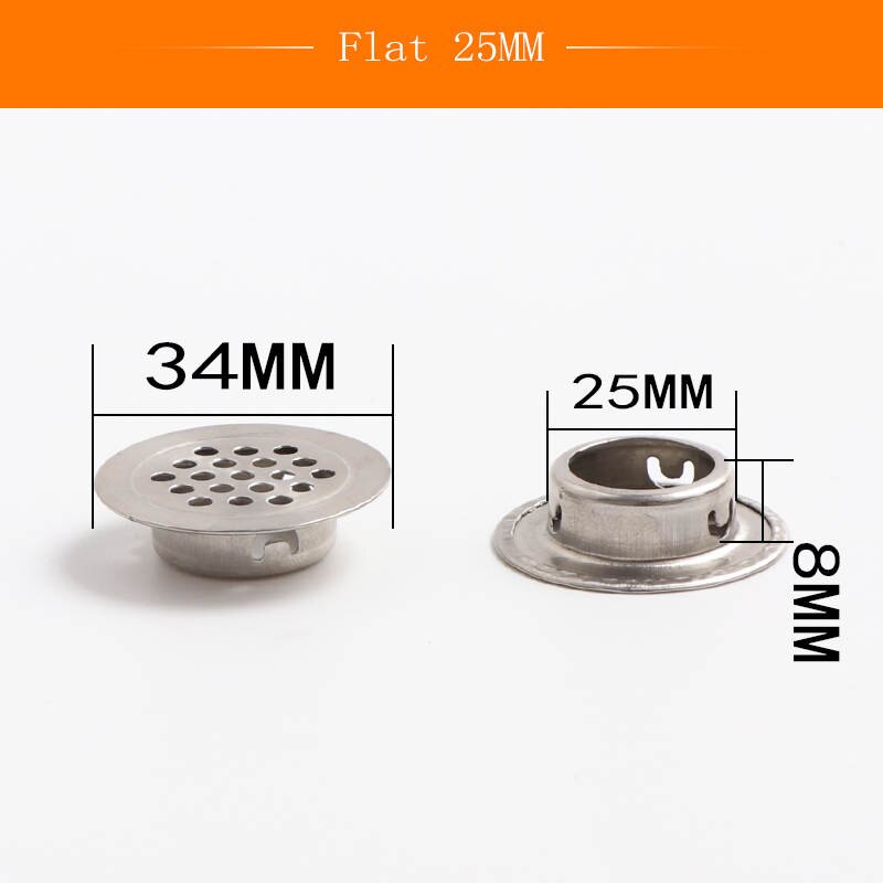 1pcs Dia.19mm/25mm/29mm/35mm/53mm Cabinet Air Vent Louver Mesh Hole round Stainless Steel Flat surface Convex surface: Flat 25mm