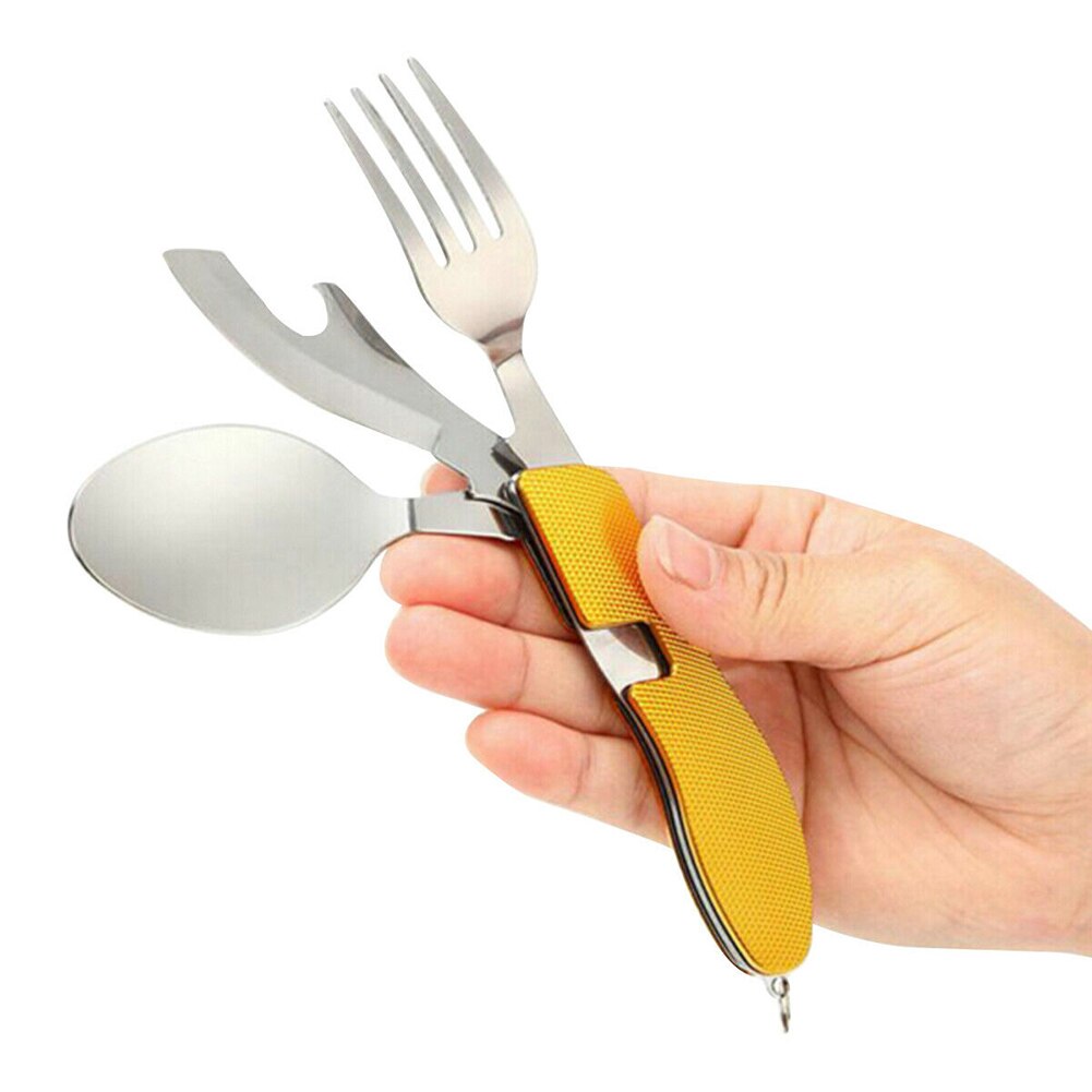 3 In 1 Folding Spoon Knives Fork Set Multifunction Travel Camping Tableware Kit can CSV