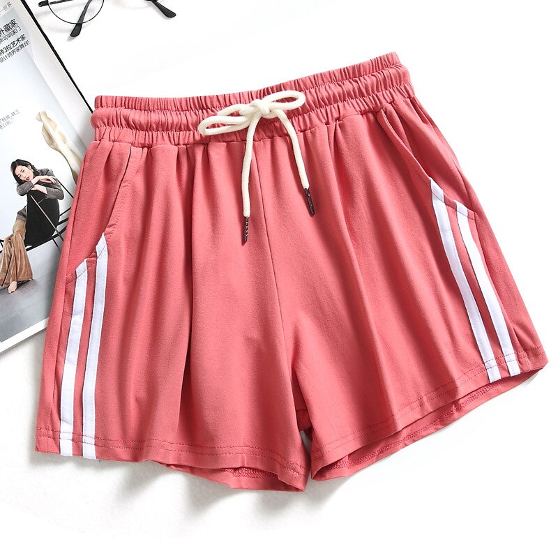 Sports Shorts Women Summer Anti Emptied Loose Running Shorts Casual Lady Elastic Waist Beach Correndo Short Pants: red / M