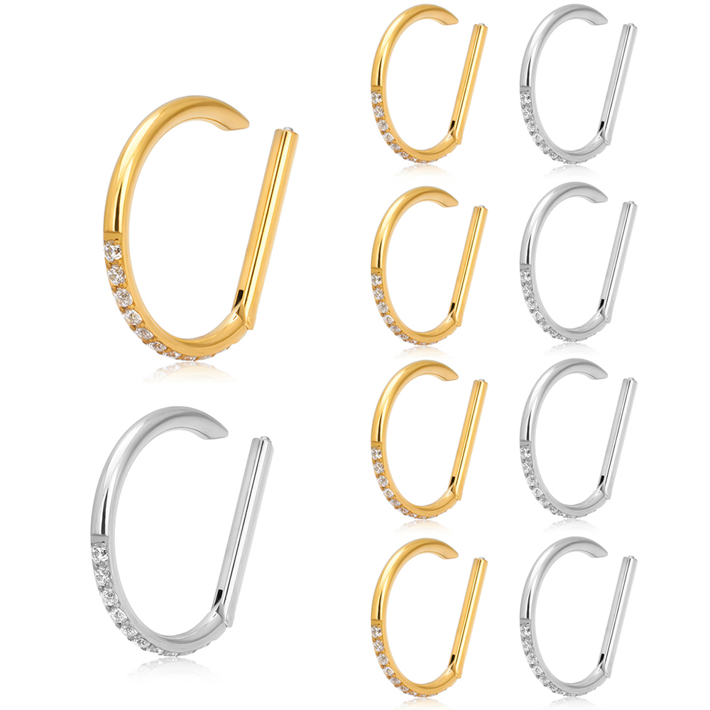 10/50Pc Round Zircon Septum Ring Hoop Cartilage Tragus Helix Small Piercing Nose Ring Earring For Women Body Jewelry Accessorie