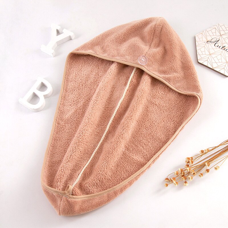 Nouvelle rayure cheveux serviette douce magique microfibre cheveux séchage rapide sèche serviette serviette de bain chapeau bouchon rapide Turban sec salle de bain Towe: Marron