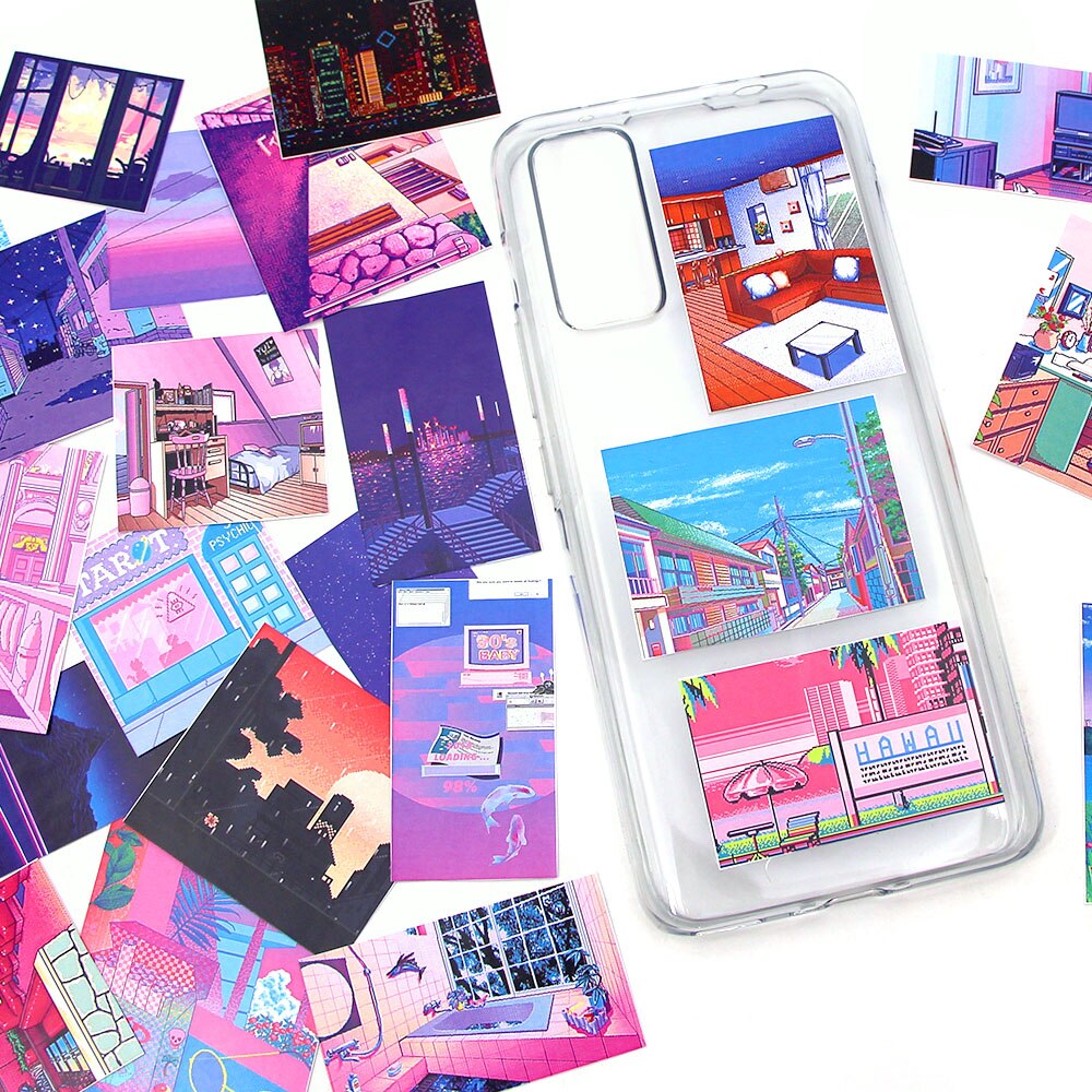 4Sheets Pink Series Stickers Aesthetic Stickers Retro Vaporwave Paper Sticker Scrapbooking Decorative Diary Planner Stationery