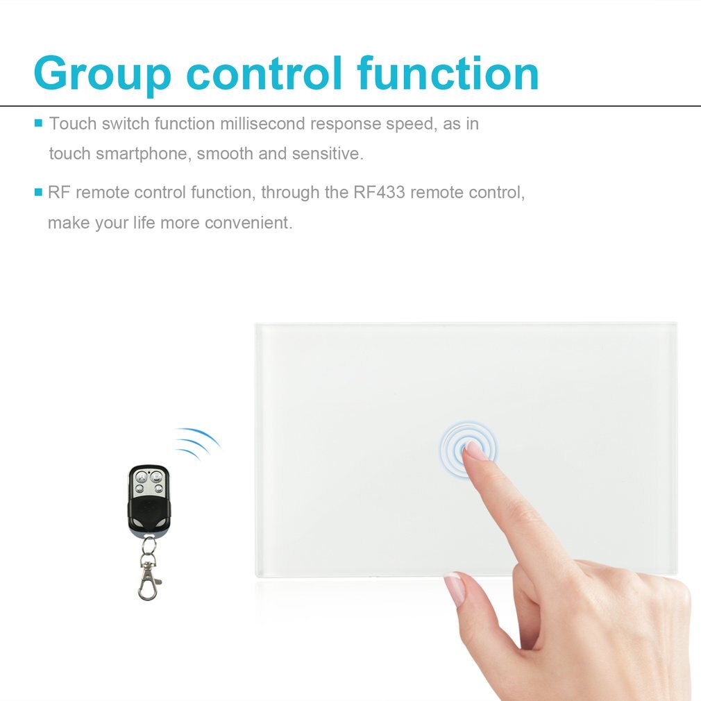 1 Way Smart Home Wall Touch Switch EU/US/UK Standard LED Indicator Remote Control Touch Switch Wireless Light Switch