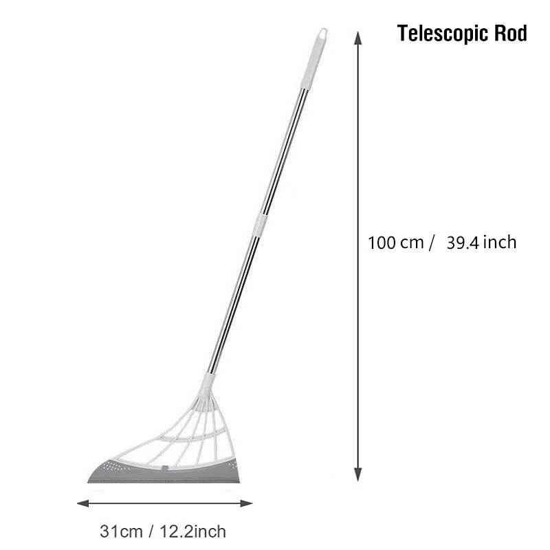 Escoba mágica telescópica para quitar la suciedad y el pelo, mopa de silicona para limpieza de suelo del hogar, puede barrer el agua con escurridor ajustable: Telescopic gray
