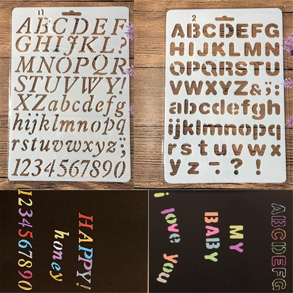 27cm Stencils English Alphanumeric Pattern Engraving Templates Hollow Ruler Drawing Template Stationery