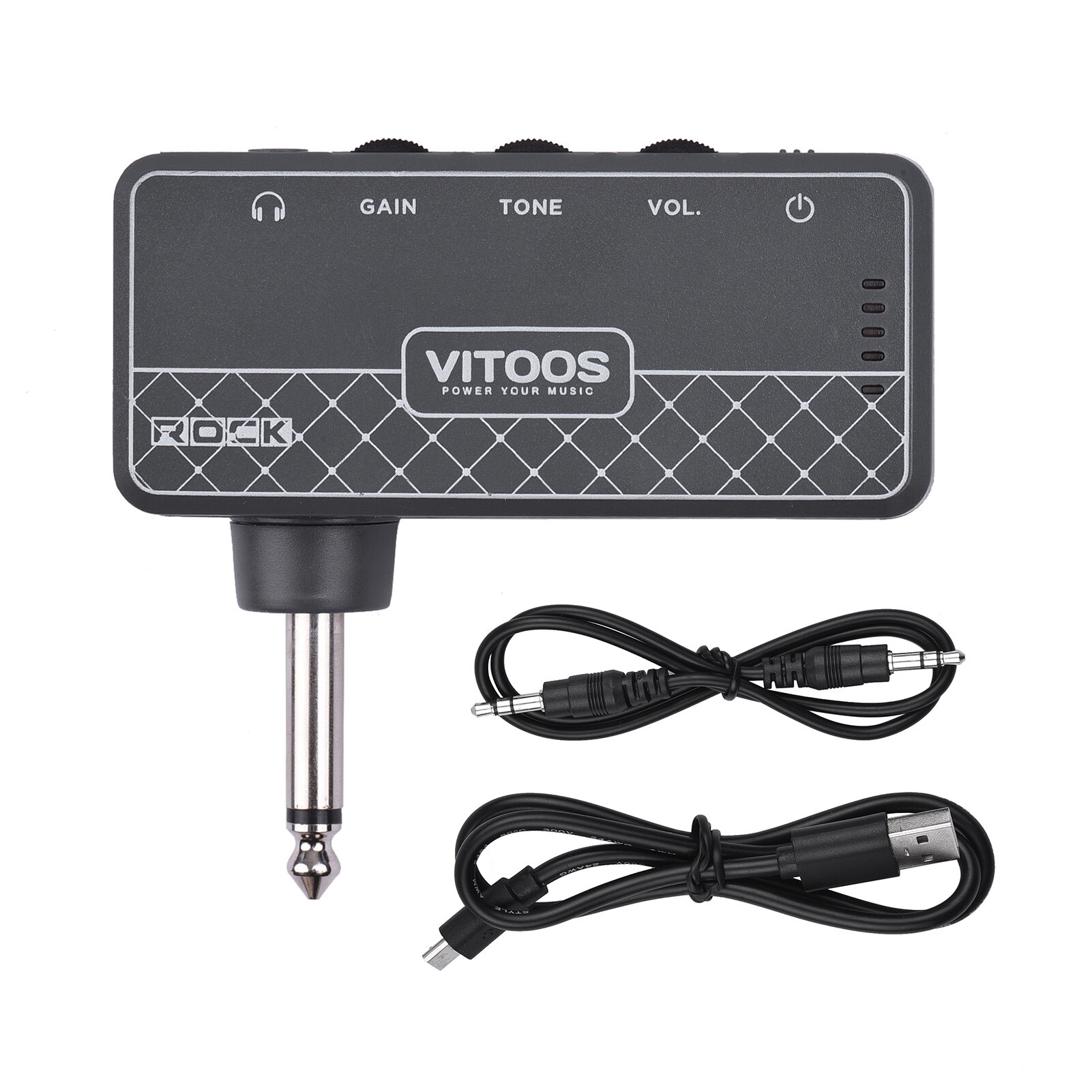 ammoon Multi-effects Guitar Headphone Amplifier Rechargeable Pocket Headphone Guitar Amp with 3.5mm Jack for Guitar Amplifier: VITOOS ROCK