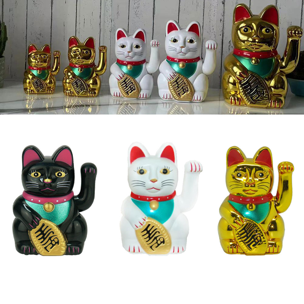 Chinese Lucky Cat Decoratie Zwaaiende Arm Elektrische Hand Zwaaiende Kat Inductie Standbeeld Beeldje Voor Thuis Auto Ornamenten