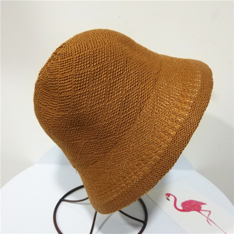 Chapeau bob en tricot solide maxsiti u, chapeaux d'été pour femmes, chapeau de pêcheur décontracté: Brun