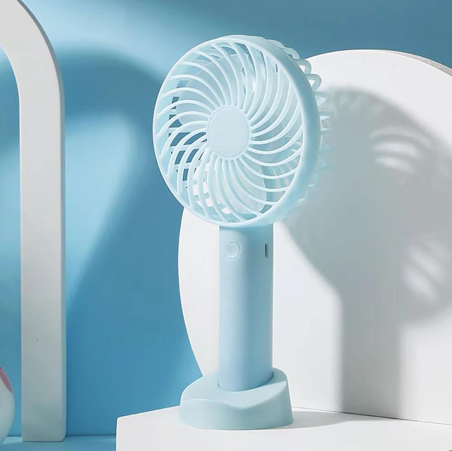 Mini bärbara fläktar handhållen usb uppladdningsbar fläkt mini skrivbordsluftkylare utomhusfläkt kylning resehandfläktar ventilationsfläkt: Blå