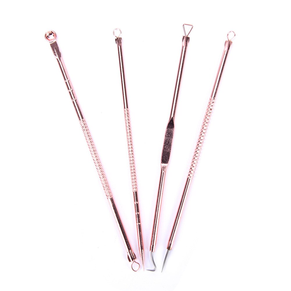 4pcs/Set Stainless Steel Acne Pimple Spot Extractor Pore Cleanser Kit Blackhead Blemish Remover Face Skin Care Tools